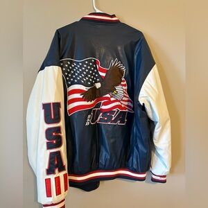 STEVE & BARRYS BRAND men’s red white and blue USA bomber coat